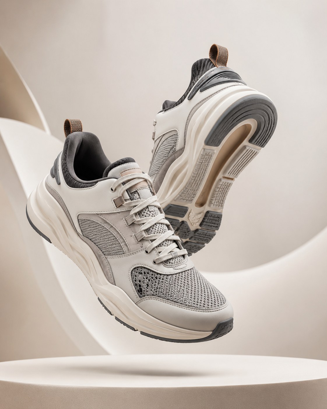 AI-generated sneaker product visualization with clean product-first presentation