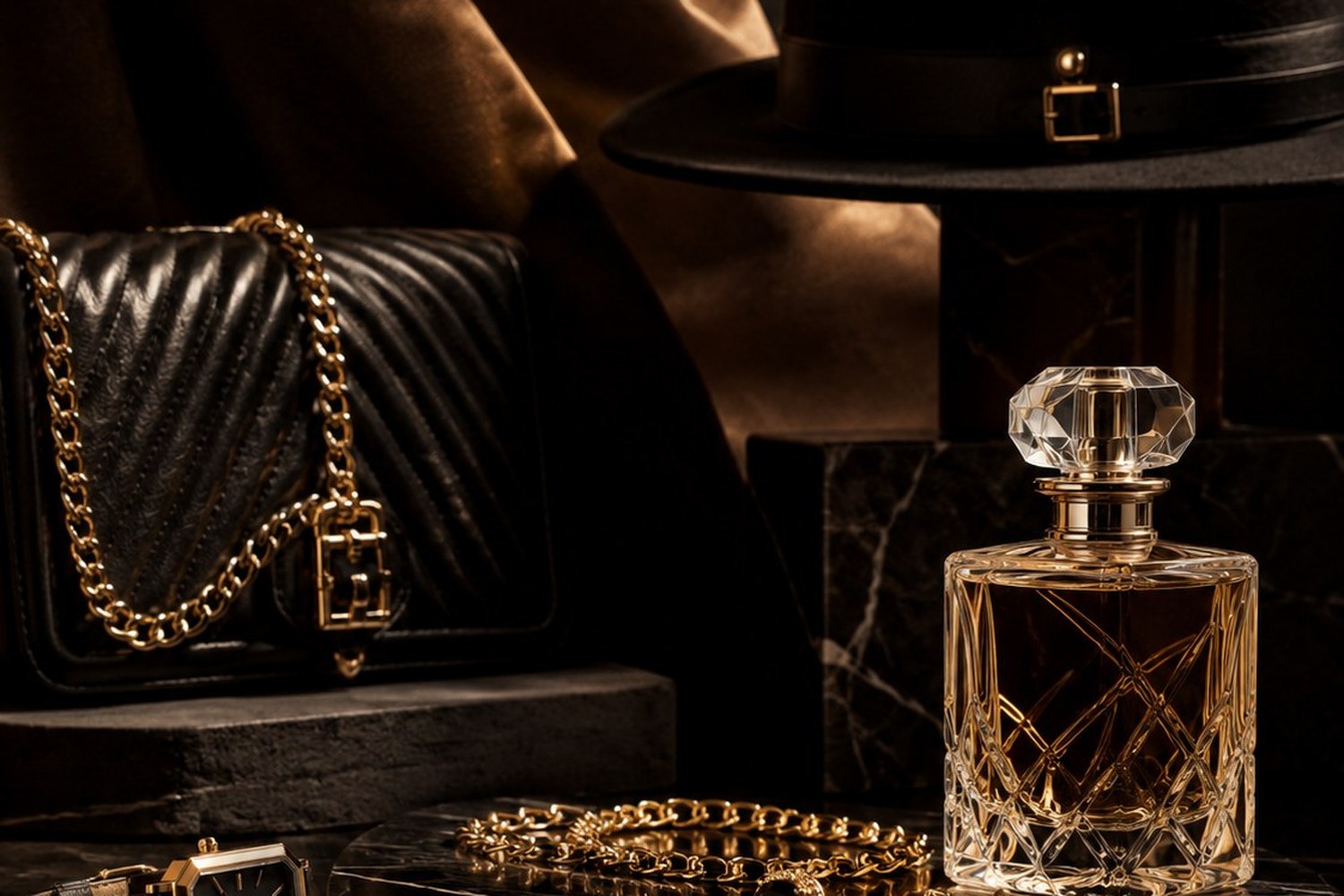 Luxury accessories arranged for premium digital retail imagery